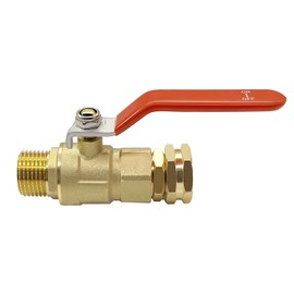 Joywayus Brass Garden Hose Shut Off Valve Full Flow, 3/4"GHT Heavy Duty Ball Valve Long Handle, with a Adapter