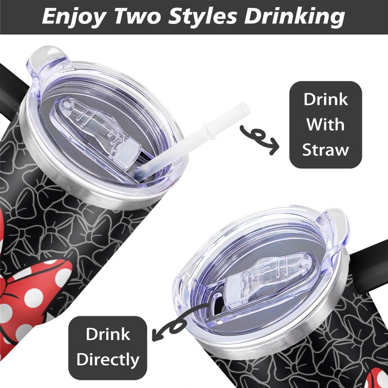 Sunmdecor 40 Oz Tumbler with Handle and Silicone Straws,Coffee Insulated