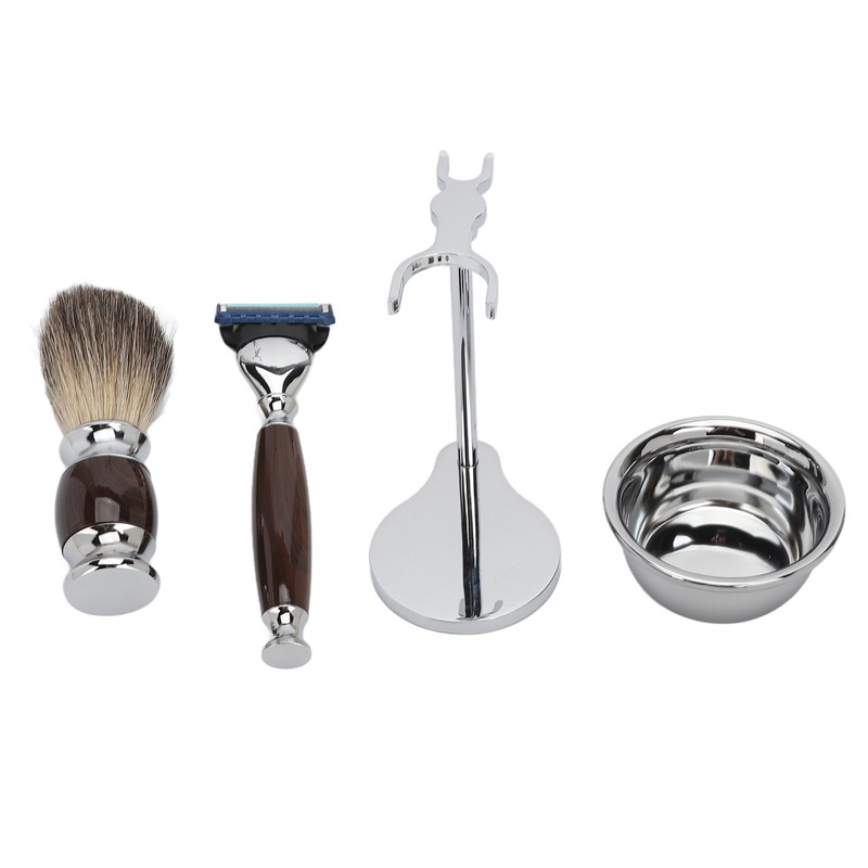 Men Manual Trimmer Kit Trimming Soap Bowl Stand Beard Brush