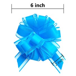 sxvblly 6 PCS Large Pull Bows 6 Inch Blue Bows for Gift Wrapping Wedding Basket Birthday Party Gift Boxes and Flower Decorations
