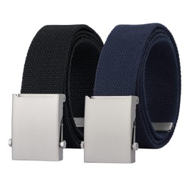 JasGood Canvas Web Belt for Men, Adjustable Fabric Military Belt with Metal Buckle, 3.8 cm Width, A-black+blue