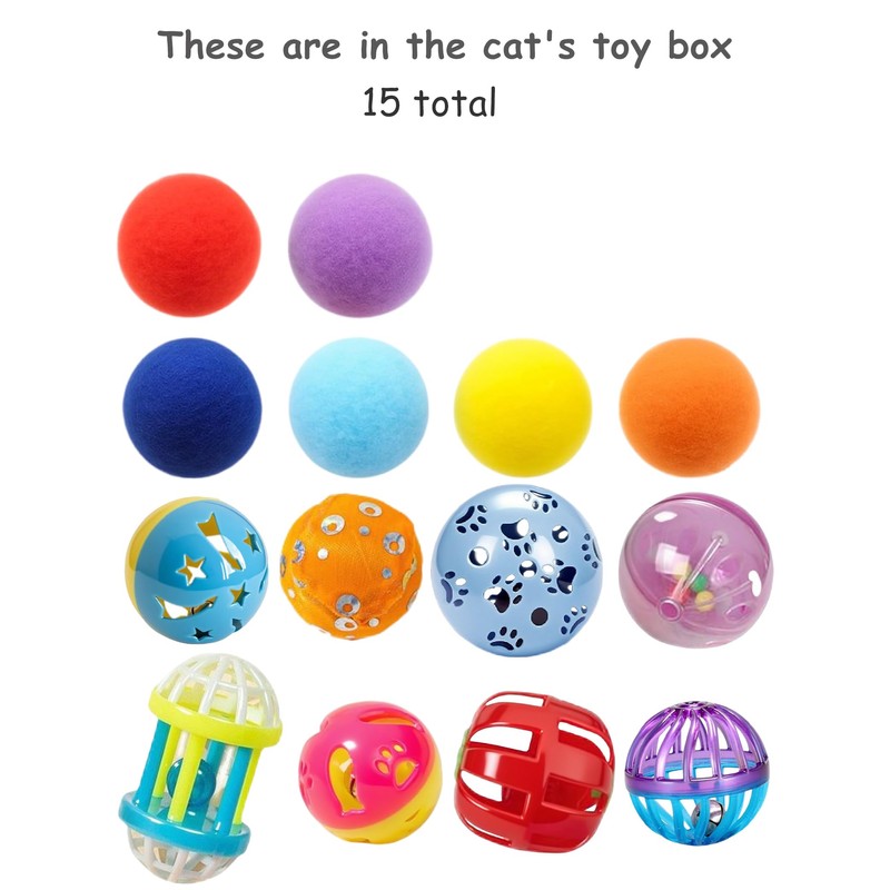 HEUHAI 15-Piece Cat Toy Set, Safe & Sturdy (1.5'' -