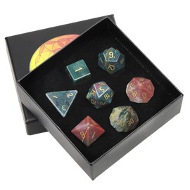 KYEYGWO Indian Agate Crystal Polyhedral Dice Set, 7 Pieces Reiki Healing Stone Polyhedral Game Cube for Dungeons and Dragons RPG DND Dice Place Card Games Board Game Dice