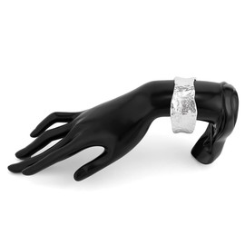 COLORFUL BLING Minimalist Hammered Irregular Gold Cuff Bracelets for Women Open Wide Chunky Cuff Statement Wrap Bangle Bracelet-irregular silver