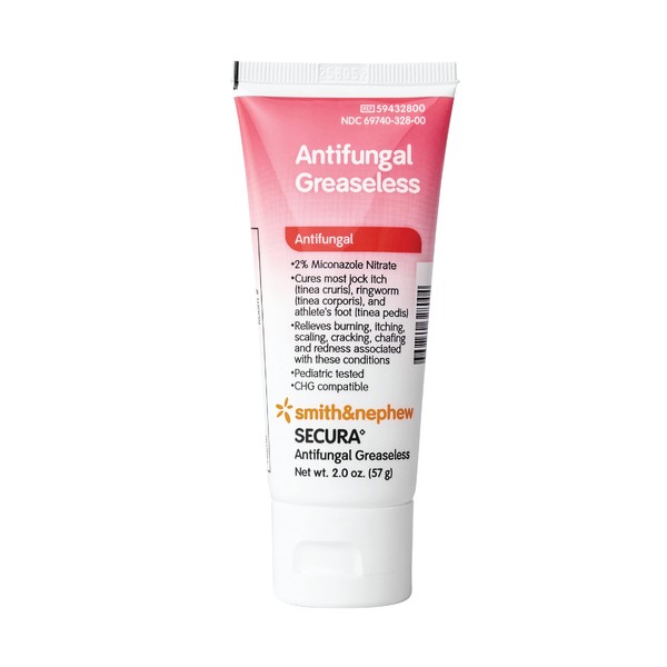 Smith+Nephew SECURA◊ Antifungal Greaseless Cream, Relieves Itching from Superficial Fungal Infections, Contains 2% Miconazole Nitrate, 2 Ounces