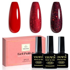 YSUVIN UV Nagellack Rot, 3 Farben Rot Glitzer Gel Nagellack Soak-Off UV Gellack f√ºr Frauen Home DIY Nail Art Manik√ºre Salon, Langlebig, 8ML