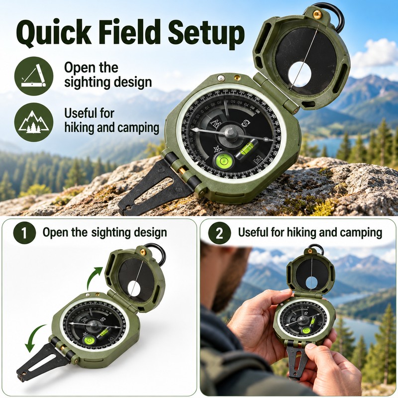 Geological Compass for Hiking and Camping – Folding Sighting Design