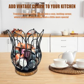Coffee Pod Holder - K Cup Holder for Nespresso Pods Holder, Metal K Cup Organizer, Coffee Pod Storage, Bar Accessories Large Capacity Storage Basket for Kitchen Desktop (7.68 x 6.10 x 6.10 '')