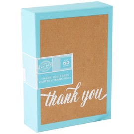 White On Kraft Thank You Card 50ct
