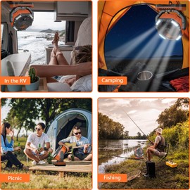 PortaBreeze 40000mAh Rechargeable Camping Fan w Light, Portable Battery Operated High Velocity Floor Table Fan; Oscillating w Timer, Remote for Outdoors, RV, Jobsite, Dorm, Patio, Weather Emergencies