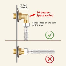 Wall Mount Commercial Faucet Installation kit,Lead-Free 90 dergee backsplash Mount Set for Stainless Steel Commercial Kitchen Prep & Utility Sink, 2 Pack