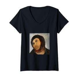 Womens [Christian Painting] The Mural of The Church That Grandmother Restored Without Permission is Exploding Popular V-Neck T-Shirt