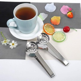 2 Stainless Steel Tea Bag Tongs,Tea Bag Press Holder,Strainer Clip for Tea Bags,Loose Leaf Tea Loose Leaf Ice Cubes Kitchen Bar Tools