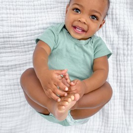 HonestBaby Multipack Gift Sets 100% Organic Cotton for Newborn Infant Baby Boys, Girls, Unisex, Jumbo Leaf Sage, 0-3 Months