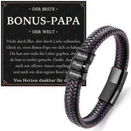 PDTU Gifts for Dad, Father's Day Gifts for Dad, Leather Strap for Dad, Bonus Dad, Stepfather, Father-in-law, Dad Gifts for Father's Day, Birthday, Christmas, Leather, No gemstone