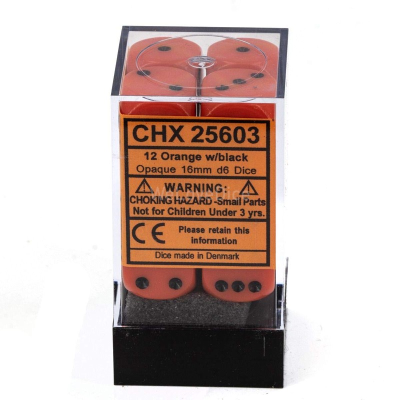 DND Dice Set-Chessex D&D Dice-16mm Opaque Orange and Black Plastic