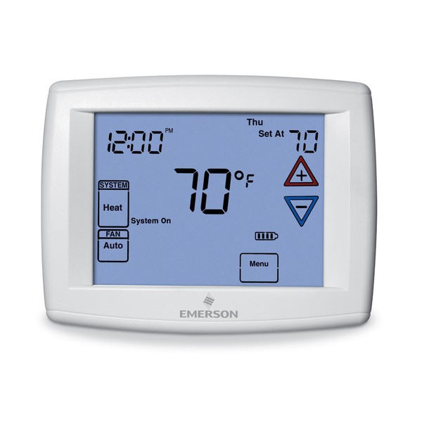 Emerson 1F97-1277 Touchscreen 7-Day Programmable Thermostat for Single-Stage and Heat Pump Systems