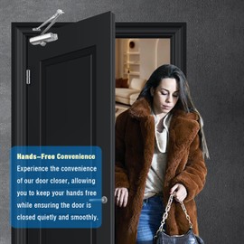 Ougourim Door Closers Commercial Heavy Duty Automatic Door Closer Residential Grade 3 Spring Hydraulic Door Closer, 6.88" x 1.5" Small, Silver