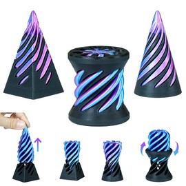 3PCS 3D Printed Spiral Cone Fidget Toys,Impossible Pyramid Sculpture,Desk Toys for Stress Relief,Birthday, Stocking Filler White Elephant Gifts (Purple+Black)