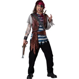 Fun World InCharacter Costumes Men's Dead Man's Chest Pirate Costume, Black/Red, Medium
