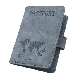 ILIYAH Liyah Passport Cover Luggage Tag Set - Family Travel Wallet, RFID Passport Cover Made of Leather, German, Luggage Tag for Suitcase, Europe Travel Tag for Children, Grey Mg, Minimalist