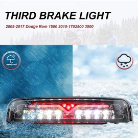 Youxmoto LED 3rd Brake Light Third Brake Light High Mount Stop Light Rear Tail Light Fit for Dodge Ram 2009-2017 1500 2010-2017 2500 3500 55372082AD 55372082AC Chrome Housing Clear Lens