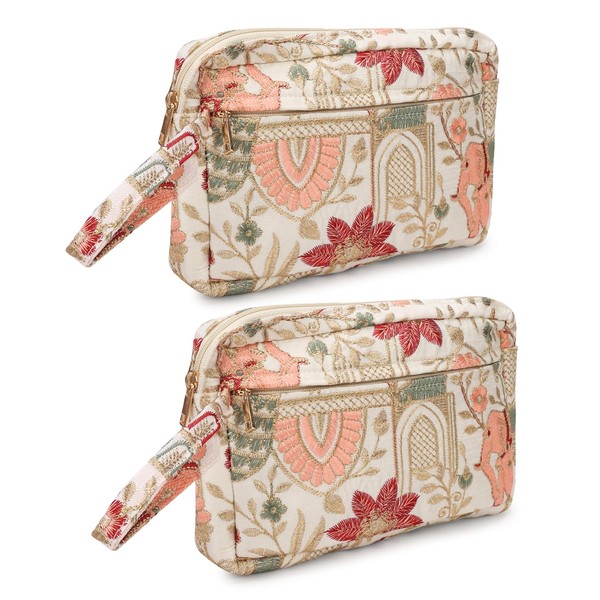 LONGING TO BUY Floral Embroidered Cosmetic Pouch, Make Up Organizer