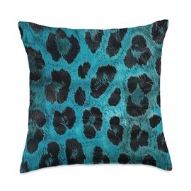 Vintage Turquoise Teal Leopard Cheetah Animal Print Pattern Throw Pillow