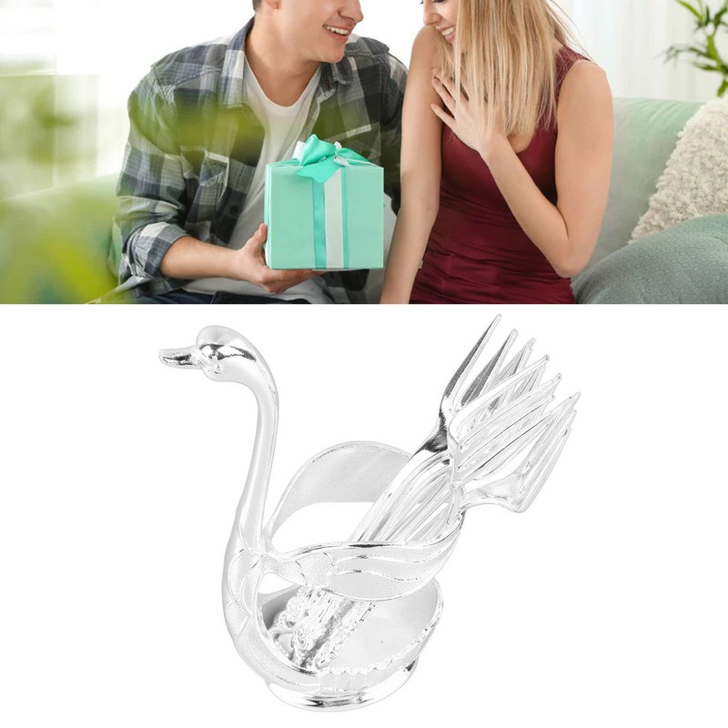 Coffee Spoon Holder Elegant Swan Shaped Alloy Mirror Polish Rich