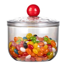 KEKEHOME 30oz Clear Candy Jar with Lid for Office Desk, Plastic Cookie Storage Jar for Kitchen Counter, 900ml