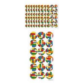 HENBRANDT Large Brickz Stickers 180 Assorted Building Bricks Stickers Teachers School Reward Arts and Crafts for Kids Birthday Party Bag Favours Loot Bag Fillers Lucky Dip Favours for Boys and Girls
