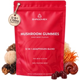 12-in-1 Mushroom Gummies 2,700mg with Lion's Mane, 90 Gummies