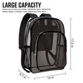 HEEYA Clear Backpack Heavy Duty Transparent Backpack for Security, Sports, Work, Travel, Stadium