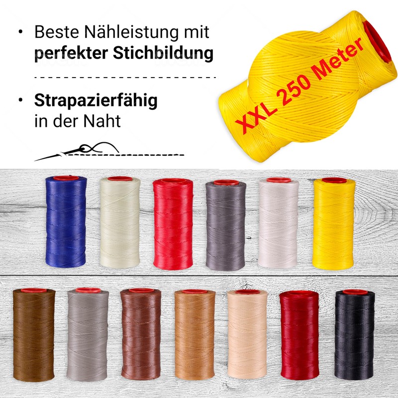 Premium Waxed Leather Thread (250 Metres) - Extra Strong &