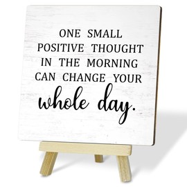 Inspirational Quotes Desk Decor Gifts for Women Men Friends, Positive Plaque With Wooden Stand Desk Decorations for Home Living Room Bedroom Shelf Tabletop(55)