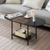 Coffee Tables for Living Room,2-Tier Small Oval Center Table Industrial