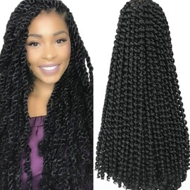 LECIPO Passion Twist Hair 24 Inch 7 Packs Black Women Curly Water Wave Braiding Hair for Butterfly Style Crochet Braids Bohemian Hair Extensions