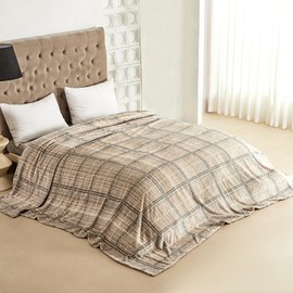 COOVA Oversized King Fleece Blanket 120x120 inches, Soft Cozy Warm Giant Extra Large 10'x10' Blanket for Bed, Sofa, Couch,Travel, Camping, California Huge Flannel Big Throw Blanket, Line Taupe