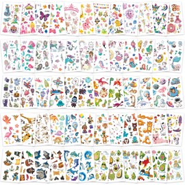 Zhtulck Tattoos for Kids, 600+ Mixed Styles Temporary Tattoos Set Girls and Boys, Waterproof Cartoon Fake Tattoo Stickers Set for Kids Party Bags Birthday Present Favors Supplies (60 sheets)