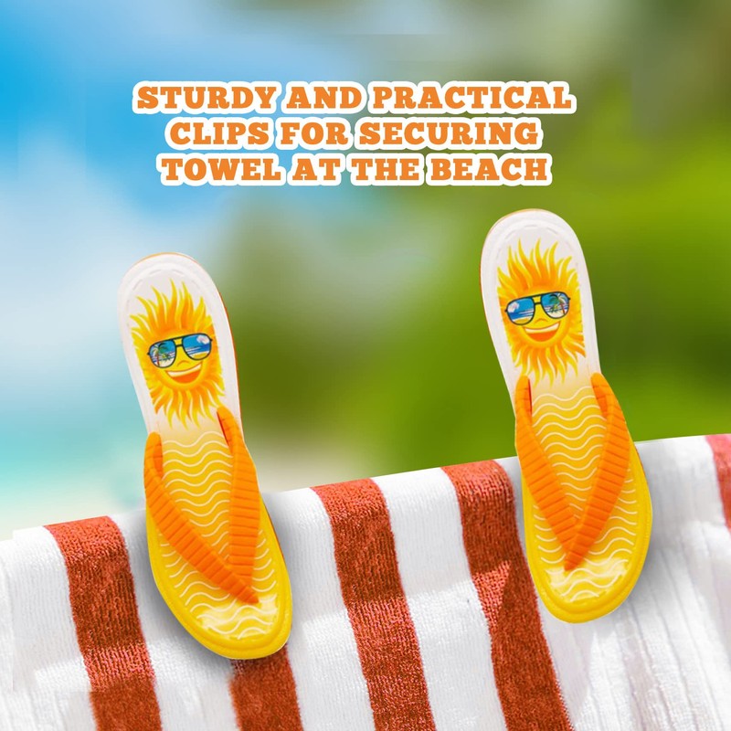 PERFORMORE Flip Flop Beach Towel Clips (Yellow), 2-Pack, Portable Towel