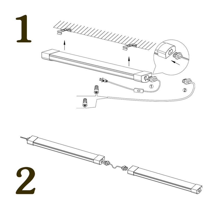 Utility LED Shop Lights Fixture 4FT 2FT with Plug Linkable,