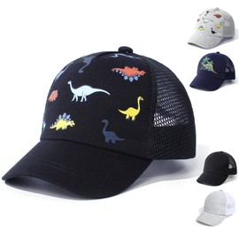 QIYIENDIAN Baby Toddler Baseball Caps Adjustable Sun Hats Dinosaur Solid Color Hat Kids Boys Girls(Black Dinosaurs,1-3Years)