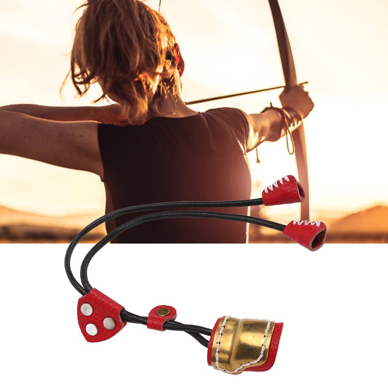 Archery Thumb Protector Regulable Design Safety Rope Brass Cowhide Material