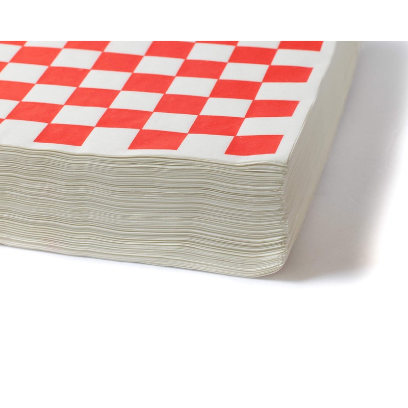 1000 Sheets of Red and White Checkered, Grease - Resistant,