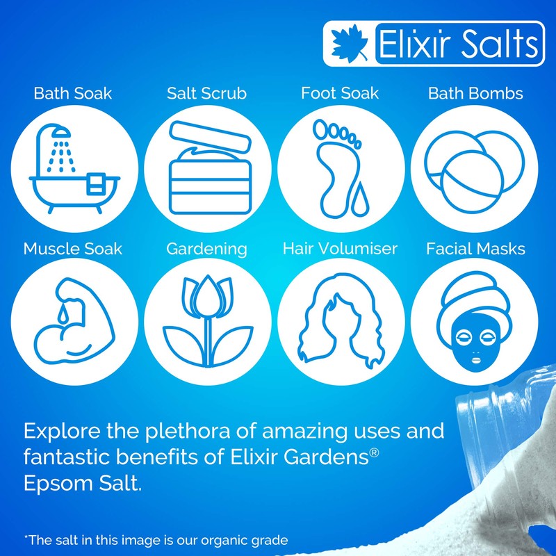Elixir Gardens 300g Epsom Salt Bath 100% Organic FFC Food