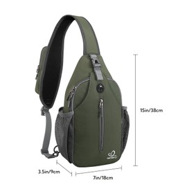 WATERFLY Sling Backpack Sling Bag Shoulder Backpack Shoulder Bag Adjustable Backpack Strap Hiking Chest Backpack for Men and Women, dark green, shoulder bag