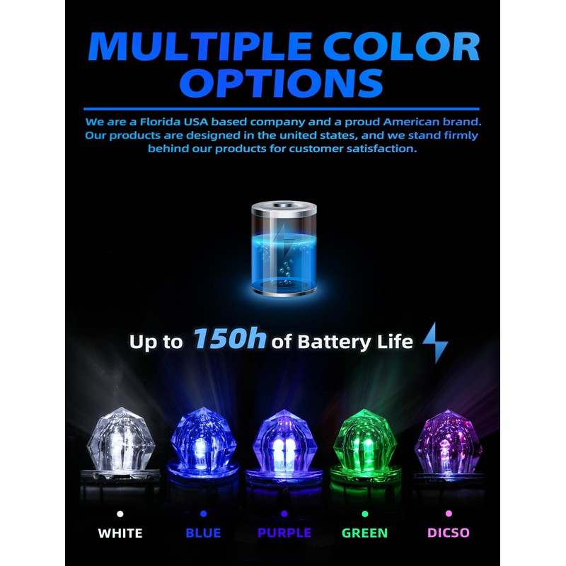 BLUEWING 5 Pack Diamond Fishing Lights LED Deep Drop Underwater