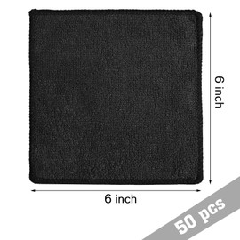 Tanlade Microfiber Cleaning Cloth 6"x6" Cleaning Rags Reasonable Kitchen Towels Microfiber Towels Cars Wash Dry Erase Cloth(Black,50 Pcs)