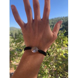 Sportybella Volleyball Charm Bracelet Black- Adjustable Bracelets For Girls w/Volleyball Charm. Ideal Volleyball Gifts/Souviner for Volleyball Players. Unisex Friendship Bracelet