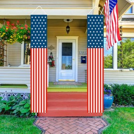 Patriotic Decorations - 4th of July Decorations Outdoor Hanging American Flag Banners Porch Sign for Veterans Memorial Labor Presidents Flag Election Day
